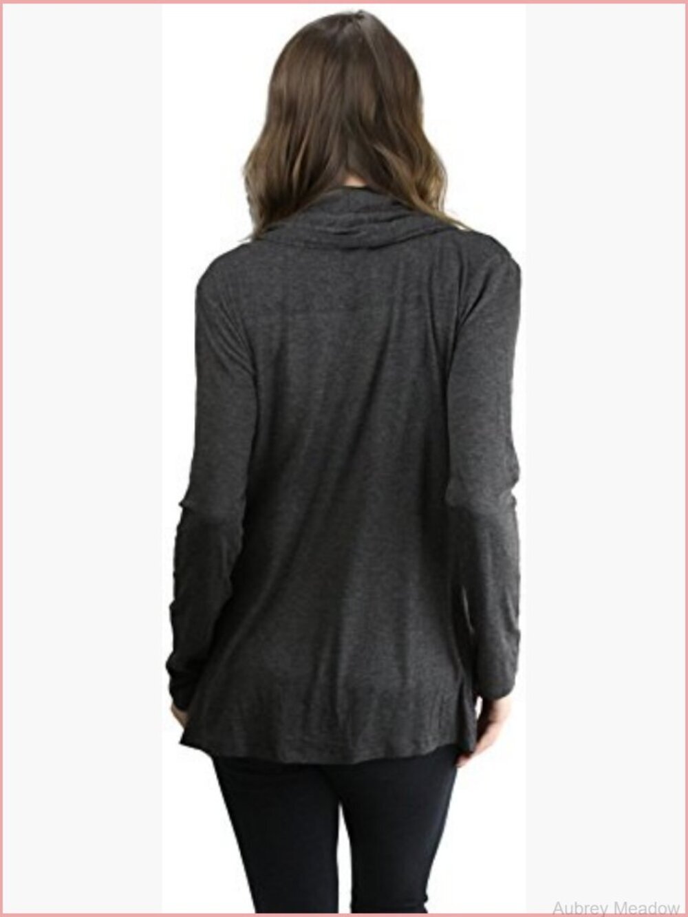 Long Sleeve Rib Banded Open Front Cardigan with Pockets - Picture 2 of 4